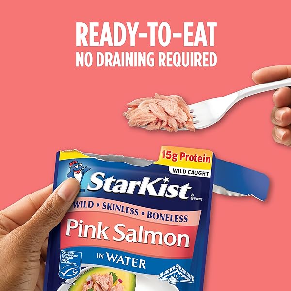 STARKIST SKINLESS AND BONELESS PINK SALMON IN WATER, 2.6 OZ POUCH