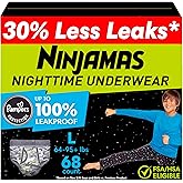 Ninjamas Boys Bedwetting Nighttime Underwear, Size L Pull Ups for Boys (64-95+ lbs), 68 Count, Training Pants, Overnight Underwear Kids, Ultra Absorbent, Hypoallergenic