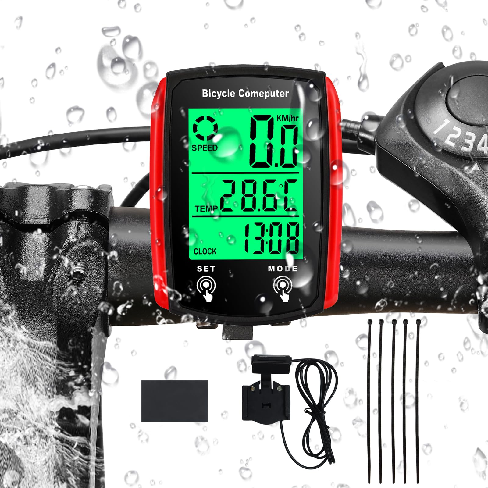 SMCEHEYA Bike Computer Touch Screen Cycling Computer 19 Functions IP54 Outdoor Cycling Wired Bike Speedometer Universal Waterproof LCD Backlight Display Outdoor Cycling Exercise Accessories