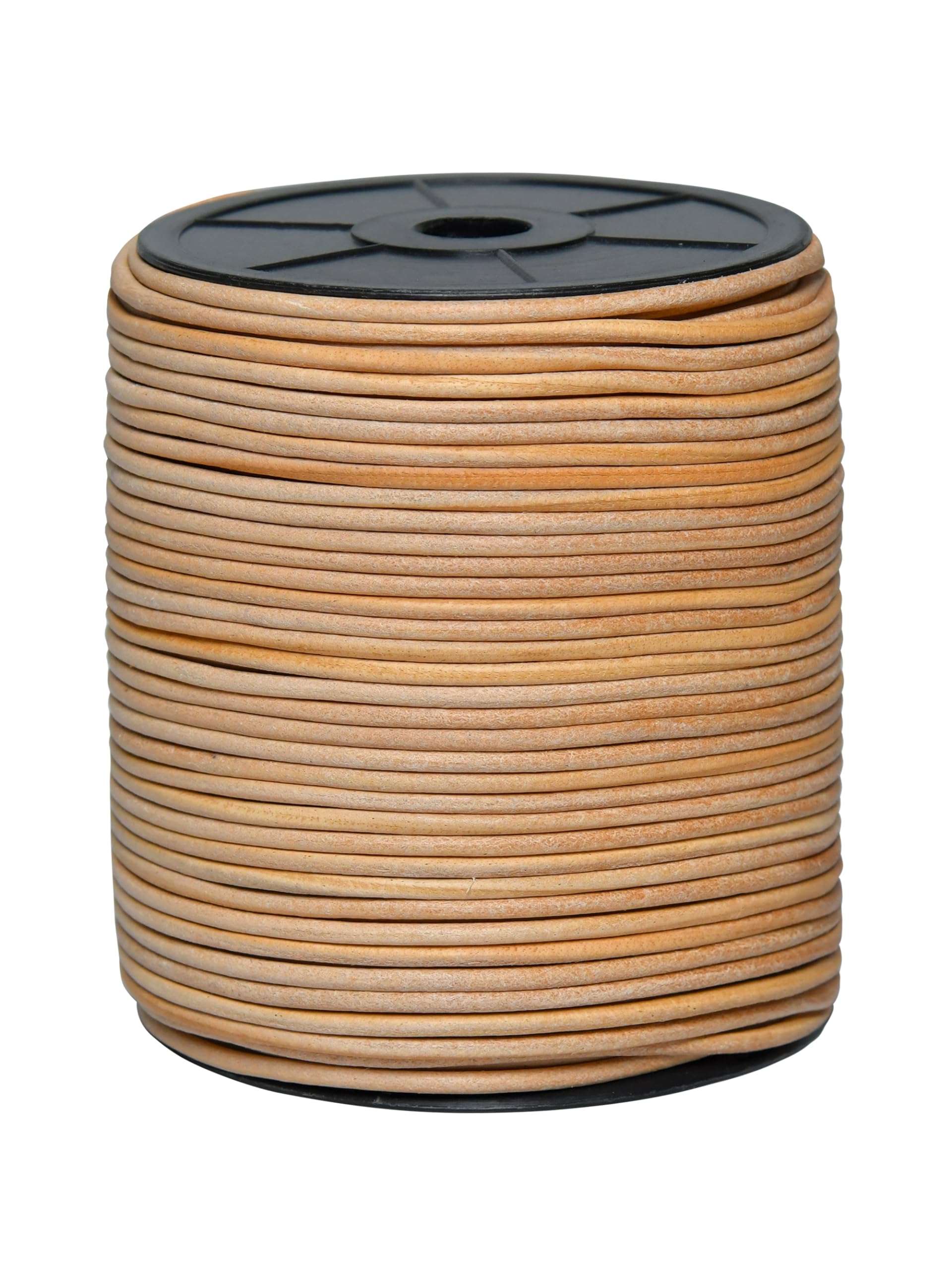 Cords Essentials Round Genuine Leather String Cord, Rope for Jewelry Making, Necklaces, Bracelets, Kumihimo Braiding, Wraps, Crafts and Hobby Projects (Distressed Natural, 3.0 MM)