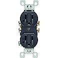 Leviton 5320-ECP 15 Amp, 125 Volt, Duplex Receptacle, Residential Grade, Grounding, All Screws Backed Out, Single Unit, Black