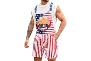 Bindefon Bibs Overalls Men Adjustable Straps Coveralls Shorts Printed Jumpsuit Male Romper