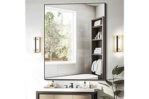 KOCUUY 40x48 Inch Large Black Wall Mounted Mirror,Aluminum Framed Decorative Rectangular Bathroom Mirror for Wall Over Sink,Vanity Mirror for Bedroom Living Room Bathroom,Functional Oversized Mirror