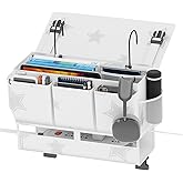 homyfort Bedside Caddy Organizer, Dual-Purpose Bedside Storage with Power Strip Holder, Versatile Bed Caddy with 11 Pockets for Bunk Bed, College Dorm, Home, Hospital, Fits Phones, Books, White