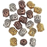 RUBYCA 40PCS Buddha Small Spiritual Metal Beads Mix Colors Spacer for Jewelry Making Bracelet