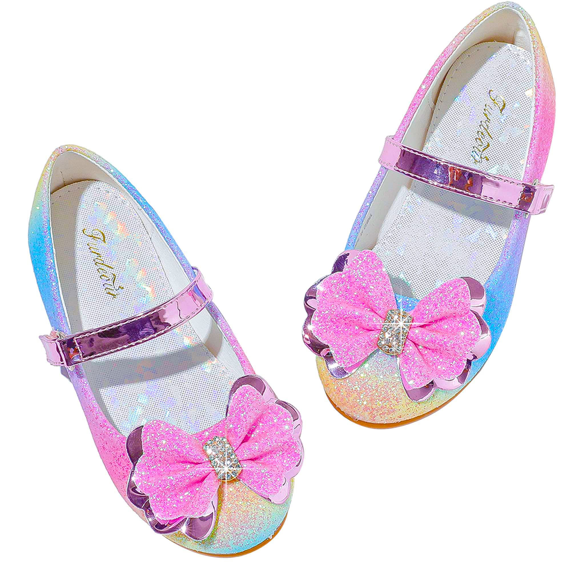 Photo 1 of ***DIRTY*** Furdeour Girls Flats Shoes Toddler Little Big Kid Wedding Party Rainbow with Low Heel Size 12(2501Rainbow 12)