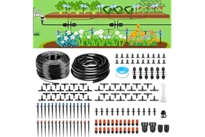 HEKIWAY 256FT Automatic Drip Irrigation System Kit,Automatic Garden Watering Misting System for Greenhouse, Yard, Plant ，Lawn with 1/2 inch Hose 1/4 inch Distribution Tubing and Accessories