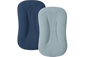 MairMore Muslin Baby Cover for Newborn, Soft and Breathable 100% Cotton Lounger Slipcover Neutral, Pack of 2(Dark Blue)