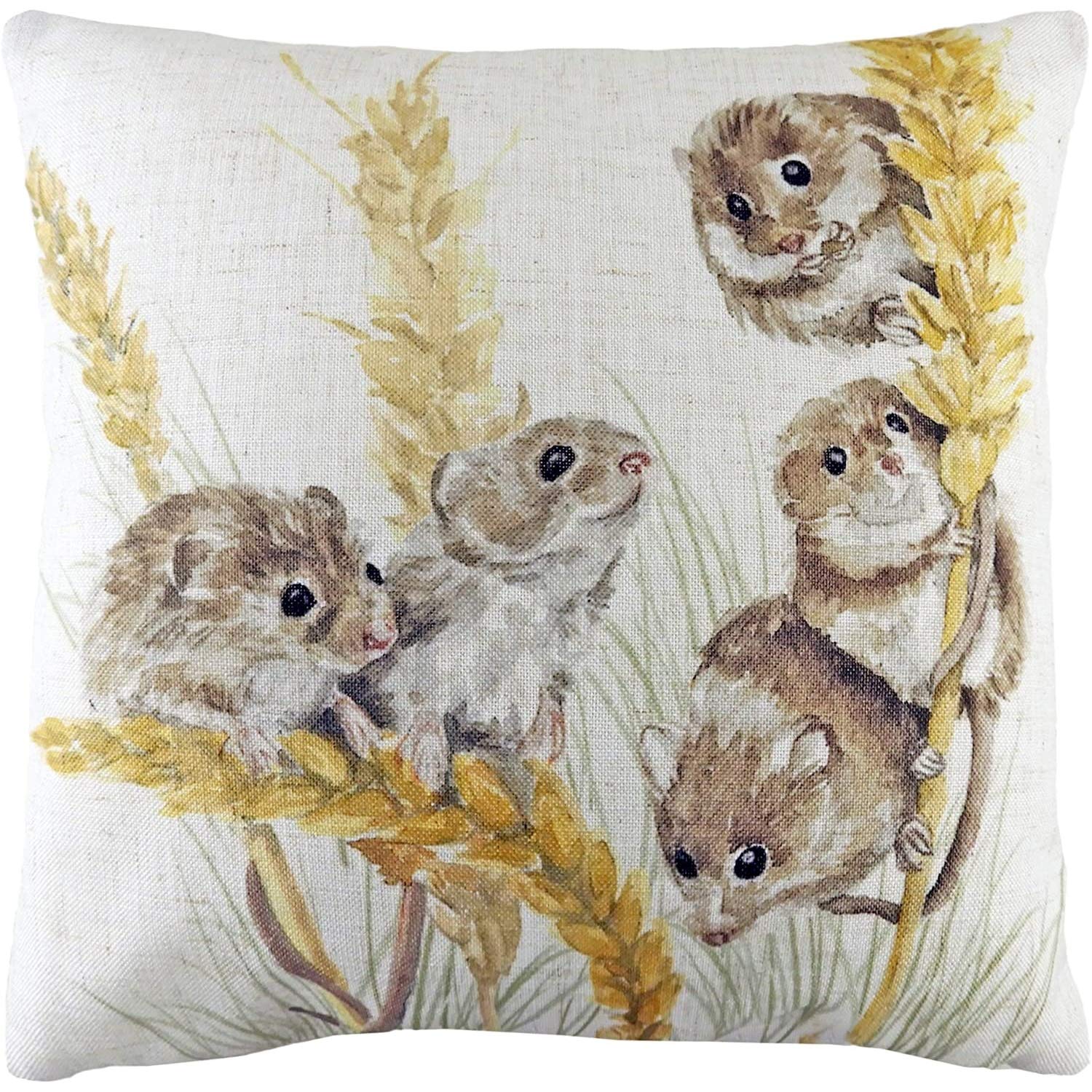 Evans Lichfield Woodland Fieldmice Cushion Cover, Polyester, Linen, Multi,43 x 43cm