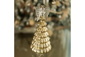 hvfun Gold Glass Angel Light – Battery-Powered Decorative Figurine with Twinkling & Steady Glow, 6-Hour Timer – Elegant Home Décor & Meaningful Gift for Christmas, Holidays, and Special Occasions