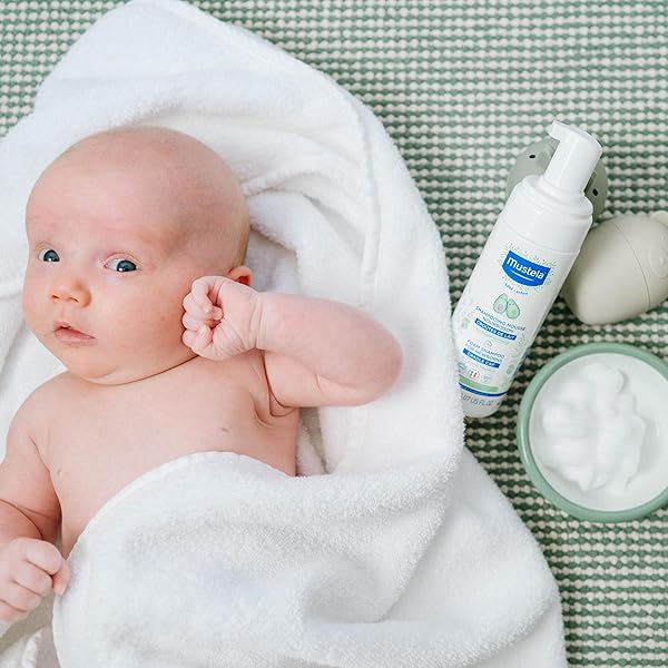 MUSTELA CRADLE CAP FOAM SHAMPOO FOR NEWBORN – BABY SHAMPOO WITH NATURALLY DERIVED AVOCADO POLYPHENOLS – TEAR-FREE & FRAGRANCE-FREE – 5.07 FL. OZ.