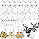 Duufin 120 Pcs Sublimation Earring Blanks with Earring Hooks and Jump Rings Sublimation Blanks Products Unfinished MDF Teardrop Earrings Blanks for Sublimation Women Halloween Christmas DIY