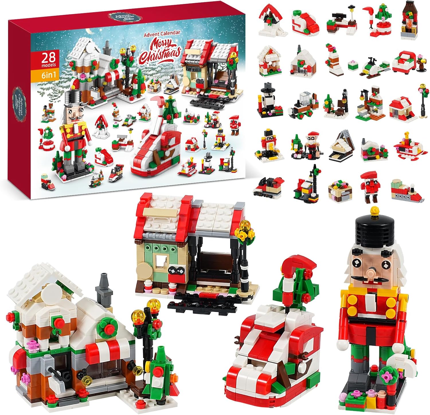 Advent Calendars - 24 Days of Christmas Advent Calendar 2023, 24 In 4 Christmas Building Block Stem Toys, 1075 Pcs Christmas Countdown Calendar Building Sets Toys, Xmas Vacation Stocking Stuffers Gifts for Kids Ages 6-12+