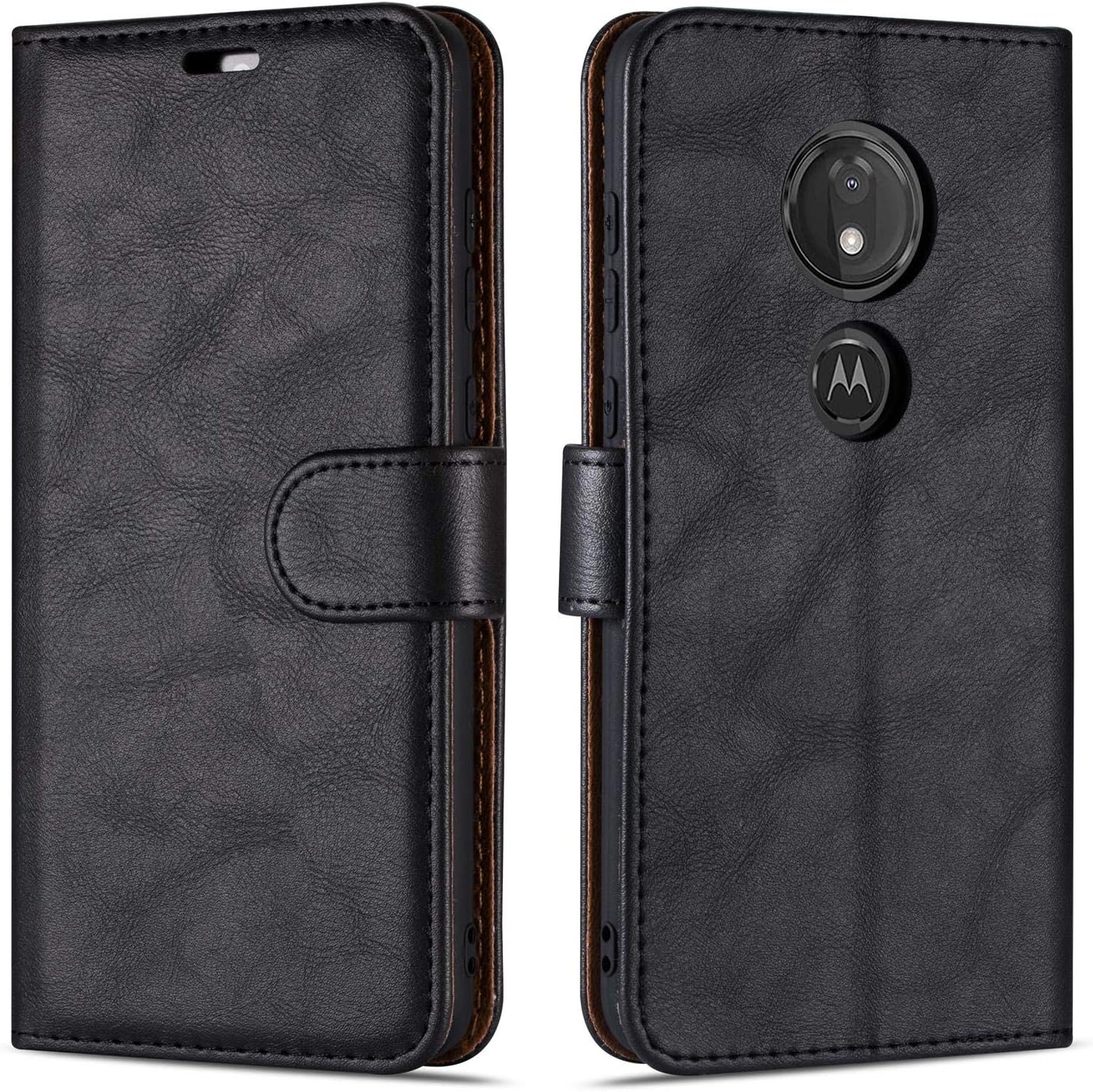 Case Collection for Motorola Moto G7 Power Phone - Premium Leather Folio Flip Cover | Magnetic Closure | Kickstand | Money and Card Holder Wallet | Compatible with Motorola G7 Power Case Black