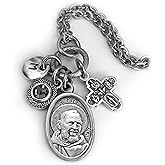 St. Pio Necklace, Keychain or Clip, Padre Pio, Patron Saint of Healing, Miracle Worker, Birthstone Crystal and Initial Charm