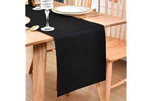 WOLKEMER Farmhouse Black Table Runner Dining Table Runners 48 Inches Long Coffee Table Runner for Dresser Living Room Bedroom Holiday Party Banquet 12X48 Inch