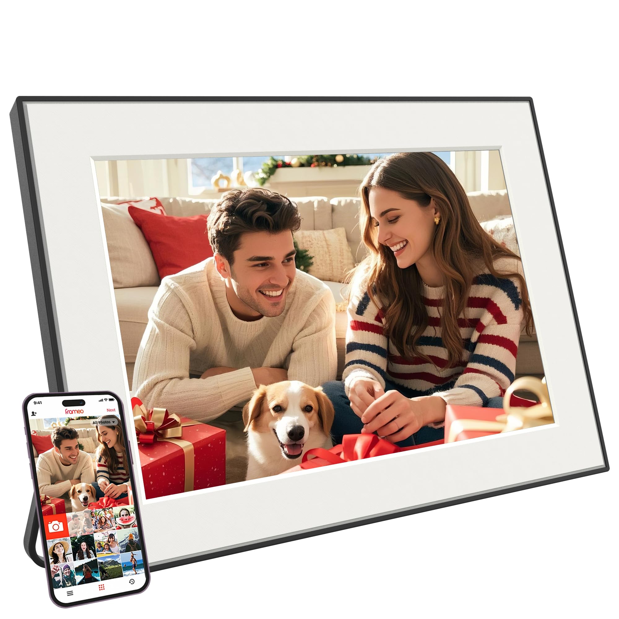 Photo 1 of CECGAN 32GB WiFi Digital Picture Frame, 10.1 Inch Frameo Photo Frame,1280x800 HD IPS Touch Screen, Auto-Rotate, Share Photos/Videos Instantly via Frameo App from Anywhere, Wall Mountable.