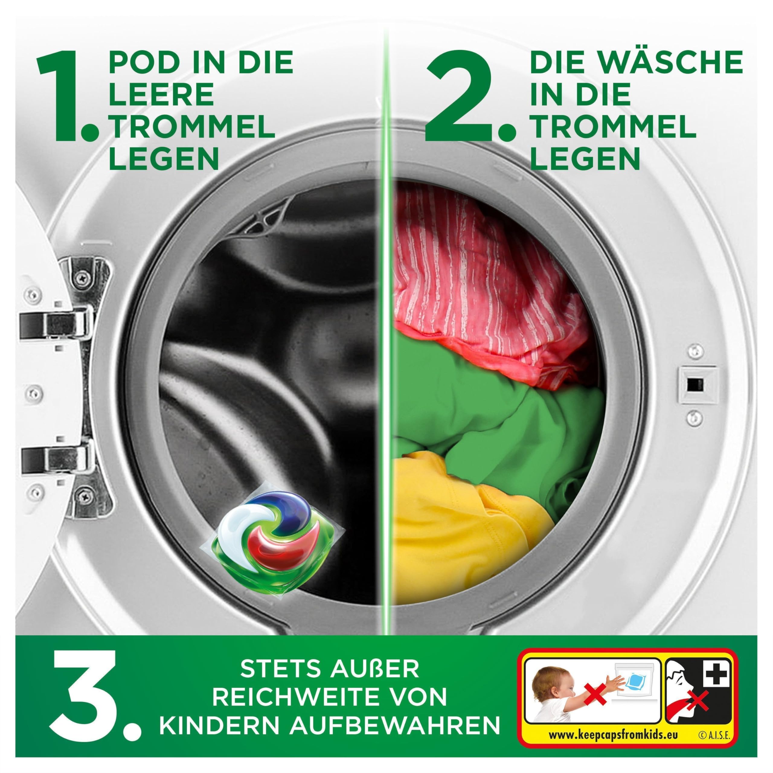 Ariel Waschmittel Pods All-in-1, Flüssigwaschmittel Kapseln 100 Waschladungen, Universal+, Kraftvolle Fleckentfernung ab der 1. Wäsche 6