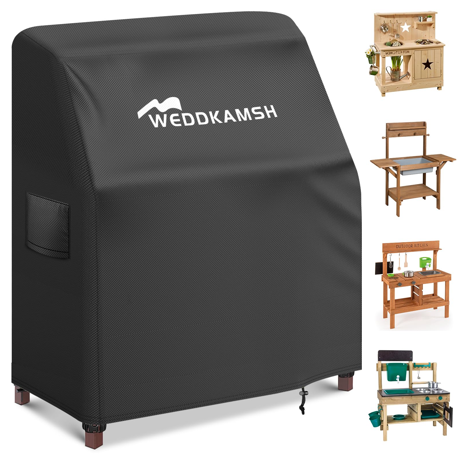 Mud Kitchen Cover Waterproof 110 x 50 x 90 cm, 420D Heavy Duty Outdoor Cover For Kids Mud Kitchen, Weather Resistant Outdoor Mud Kitchen Cover With Buckle