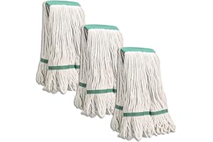 3-Pack Heavy Duty Commercial Mop Heads - Industrial Grade Cotton Loop String Refills for Wet Floor Cleaning, Durable & Absorb
