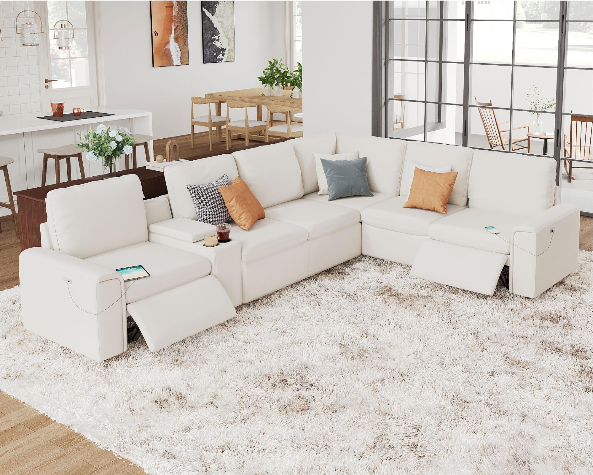 AMERLIFE Reclining Sectional Sofa, Thick Armrest
