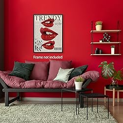 jkahh Trendy Y2k Newspaper Wall Art Vintage Red