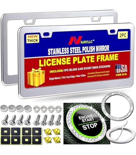 Black License Plate Frame 2X Stainless Steel License Plate Frame - Foto 13