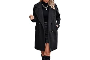 Angashion Women Long Sherpa Coat - Fuzzy Faux Fur Trench Jackets Winter Fleece Button Cardigan with Pockets