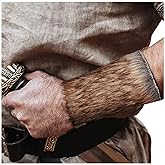 L'VOW Viking Fur Wrist Guard Leather Armor Bracer Cuff Medieval Gauntlet Wristband Renaissance Warrior Costume Accessories