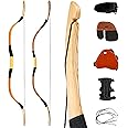 PMZ Archery Recurve Bow Set, 54" High-Performance Horse Bow for Hunting, Right Left Hand Traditional Turkish Bow for Youth Adults Beginners to Advanced Outdoor Practice & Hunting, 20-50 lbs