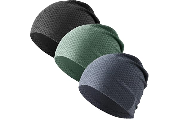 WTACTFUL 3-Pack Cooling Skull Caps for Men Women - Breathable Mesh Quick-Dry Dreadlock Cap for Running Gym & Summer Sports