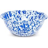 Enamelware Serving Bowl, 1.5 quart, Blue/White Splatter (Single)