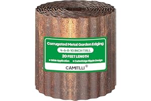 Camitlli Corrugated Metal Garden Edging, Sturdy Tall Landscape Edging Borders, Perfect DIY for Flower Beds, Lawn and Pathway,Tree Surrounds,Paver Edges (Pre-Rusted, 8"×20FT)