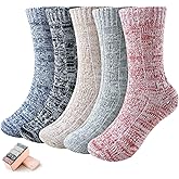 SISOSOCK 5 Pairs Knit Soft Womens Socks, Winter Warm Thick Comfy Vintage Casual Home Sleep Socks, Perfect Gifts for Women