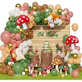 Woodland Party Decorations Balloon Arch Kit,Sage Green Pink Gold | 158Pcs Garland Set,with Mushroom,Fox,Hedgehog Foil Balloons for Fairy Forest Animal Theme Baby Shower Birthday Tea Party
