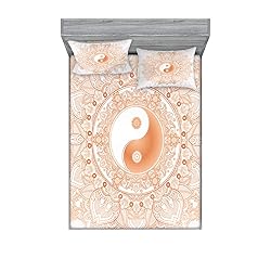Lunarable Ying Yang Fitted Sheet & Pillow Sham