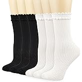Mcool Mary Womens Crew Socks, Casual Knit Cotton Warm Comfy Breathable Cool Dress Socks for Girls 6 Pack
