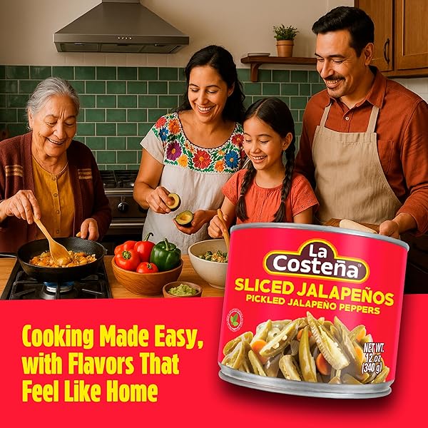 LA COSTEÑA SLICED JALAPENO PEPPERS – PICKLED JALAPENOS – JALAPENO PEPPER – HOT PEPPERS FOR MEXICAN FOOD, GUACAMOLE, SPICY NACHO & TACO TOPPINGS, ENCHILADAS & SALSA – 12OZ, 1 PACK CANNED JALAPENOS