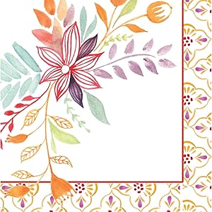 Watercolor Floral Paper Cocktail Napkin, Set of 20-5 x 1 x 5 Inches