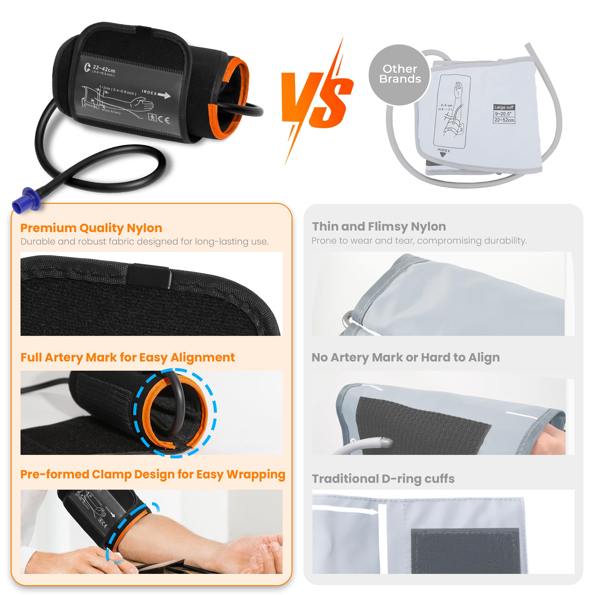 Pre-Formed Blood Pressure Replacement Cuff, Quick Wrap for Easy Use, 9