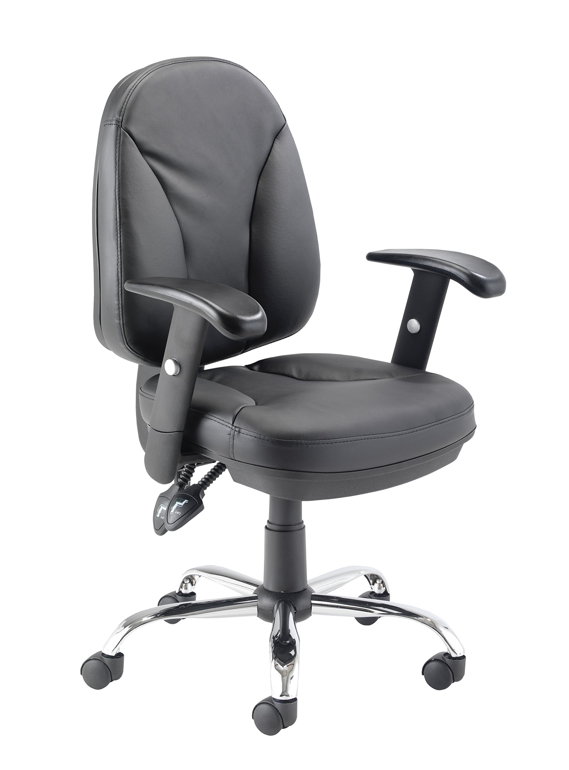 Office Hippo Ergonomic Contemporary Office Chair, Highly Adjustable, Black PU Leather, Lock Tilt Recline