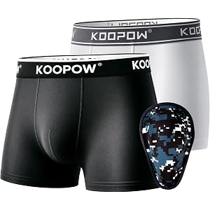 KOOPOW 2-Pack Youth Boys Compression Underwear, Sliding Shorts with Protective Cup