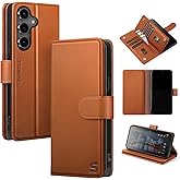 Shieldtop Compatible with Samsung Galaxy S24 Wallet Case with Card Holder,Women Men RFID Blocking PU Leather Flip TPU Protective Cover Credit Card Slots,Phone Case for Galaxy S24 6.2",Light Brown