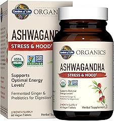 Garden of Life Organic Ashwagandha Supplement with Probiotics & Ginger - Stress, Mood & Energy Support, Vegan, Gluten Free, N