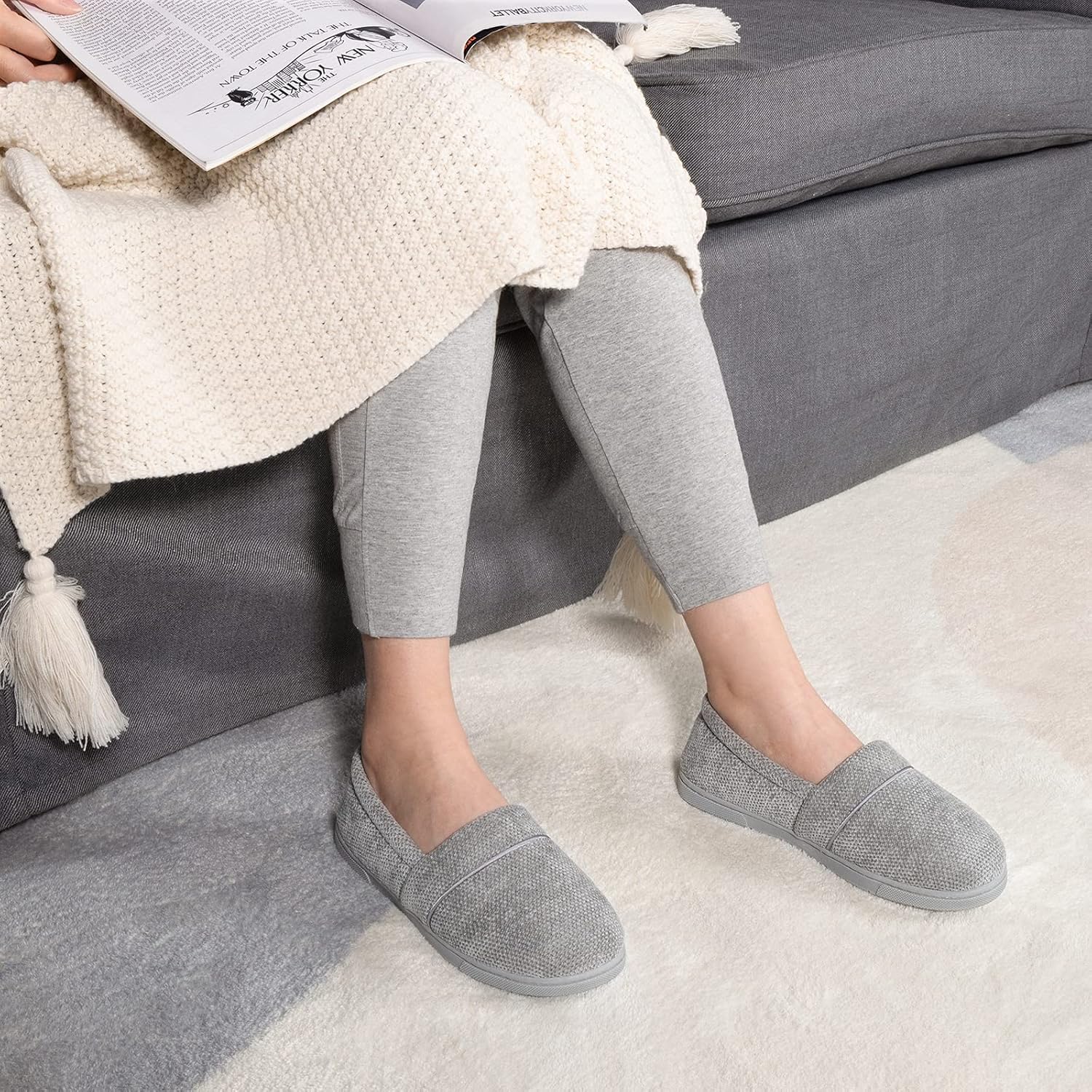  | ULTRAIDEAS Women’s Cozy Memory Foam Slipper, Lightweight Chenille House Shoes with Indoor Anti-Skid Rubber Sole | Slippers