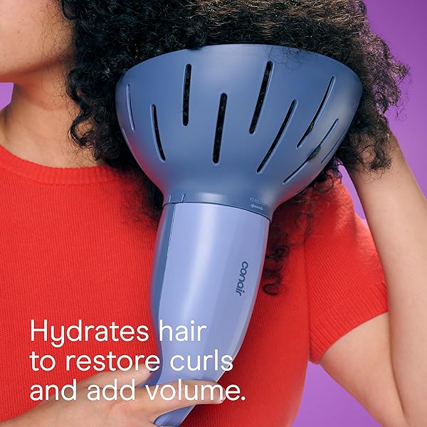 INFINITI PRO BY CONAIR STEAM THERAPY HAIR STEAMER, PORTABLE STYLING TOOL WITH 7-INCH DIFFUSER ATTACHMENT, 30-SECOND HEAT-UP, PENETRATING STEAM FOR DETANGLING, RESHAPING, AND VOLUMIZING CURLS, BLUE