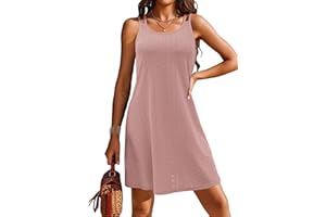 Doreyi Womens Swimsuit Cover Up Spaghetti Strap Eyelet Embroidery Scoop Neck Sleeveless Casual Summer Dress Bikini Coverup