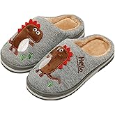 INMINPIN Boys Girls Cozy House Slippers Warm Plush Winter Cotton Slipper Kids Cute Dinosaur Indoor Shoes Non-Slip