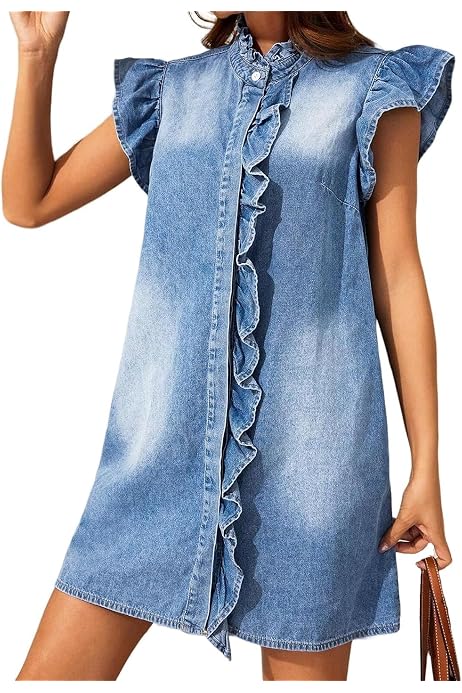 Women's Sweater Dress Women's Short Sleeve Knit Dress - Summer Button Down  Mini Pullover Sweater Dress, Loose Fit