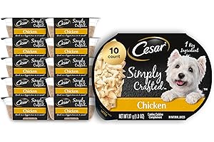 Cesar Simply Crafted Adult Wet Dog Food Toppers, Chicken, 1.3 oz Tubs, 10 Count (Pack of 1)